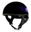 Hot Leathers HLD1005 Lady Lotus Gloss Black Motorcycle DOT Approved Skull Cap Half Helmet Biker