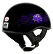 Hot Leathers HLD1005 Lady Lotus Gloss Black Motorcycle DOT Approved Skull Cap Half Helmet Biker