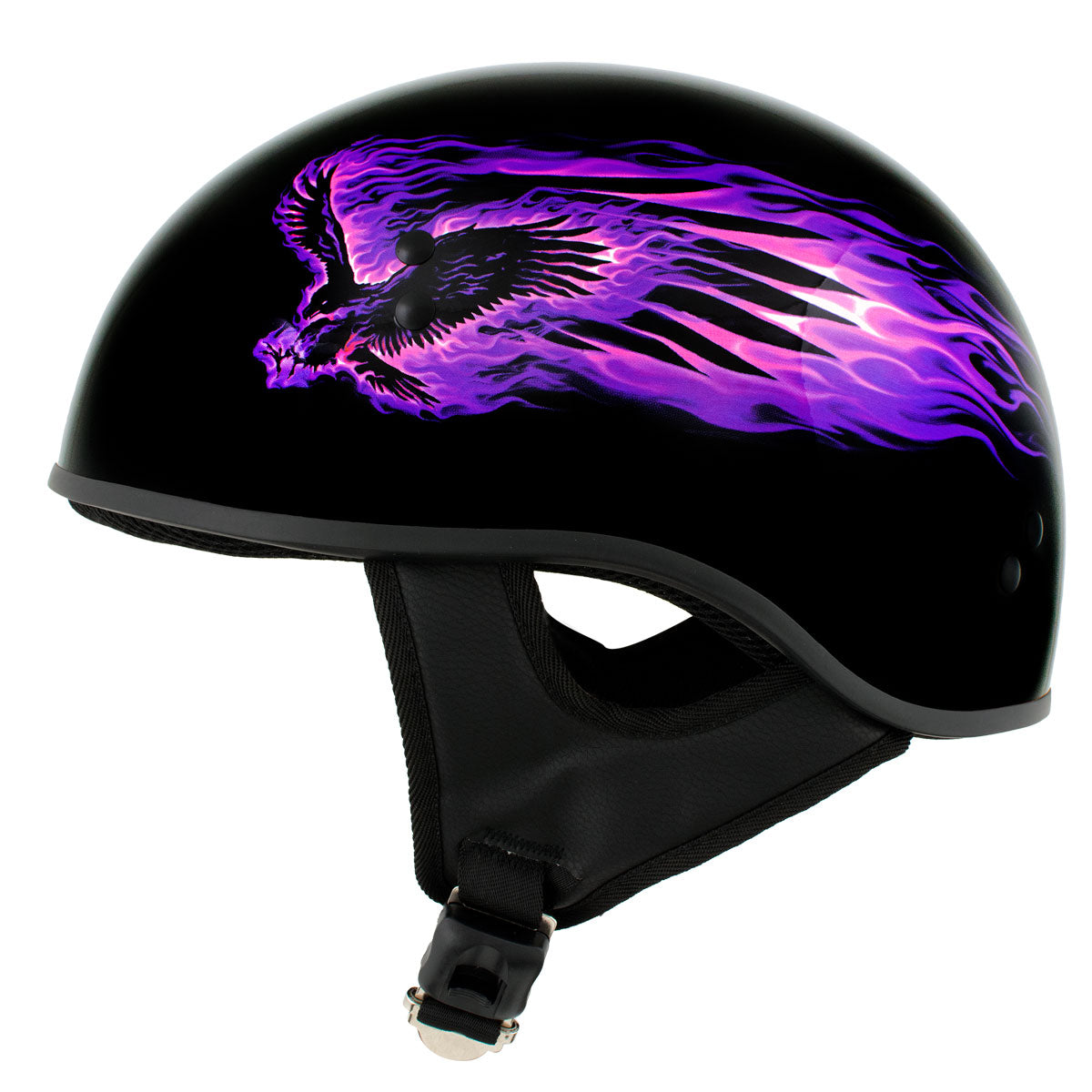 Hot Leathers HLD1007 Black Out Eagle Gloss Black Motorcycle DOT
