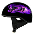 Hot Leathers HLD1007 Black Out Eagle Gloss Black Motorcycle DOT Skull Cap Half Helmet Biker