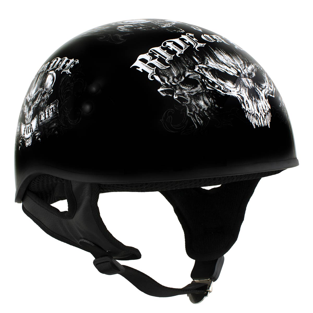 Hot Leathers HLD1016 Ride or Die Gloss Black Motorcycle DOT Skull