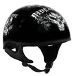Hot Leathers HLD1016 Ride or Die Gloss Black Motorcycle DOT Skull Cap Half Helmet Biker
