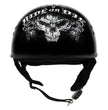 Hot Leathers HLD1016 Ride or Die Gloss Black Motorcycle DOT Skull Cap Half Helmet Biker