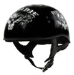 Hot Leathers HLD1016 Ride or Die Gloss Black Motorcycle DOT Skull Cap Half Helmet Biker