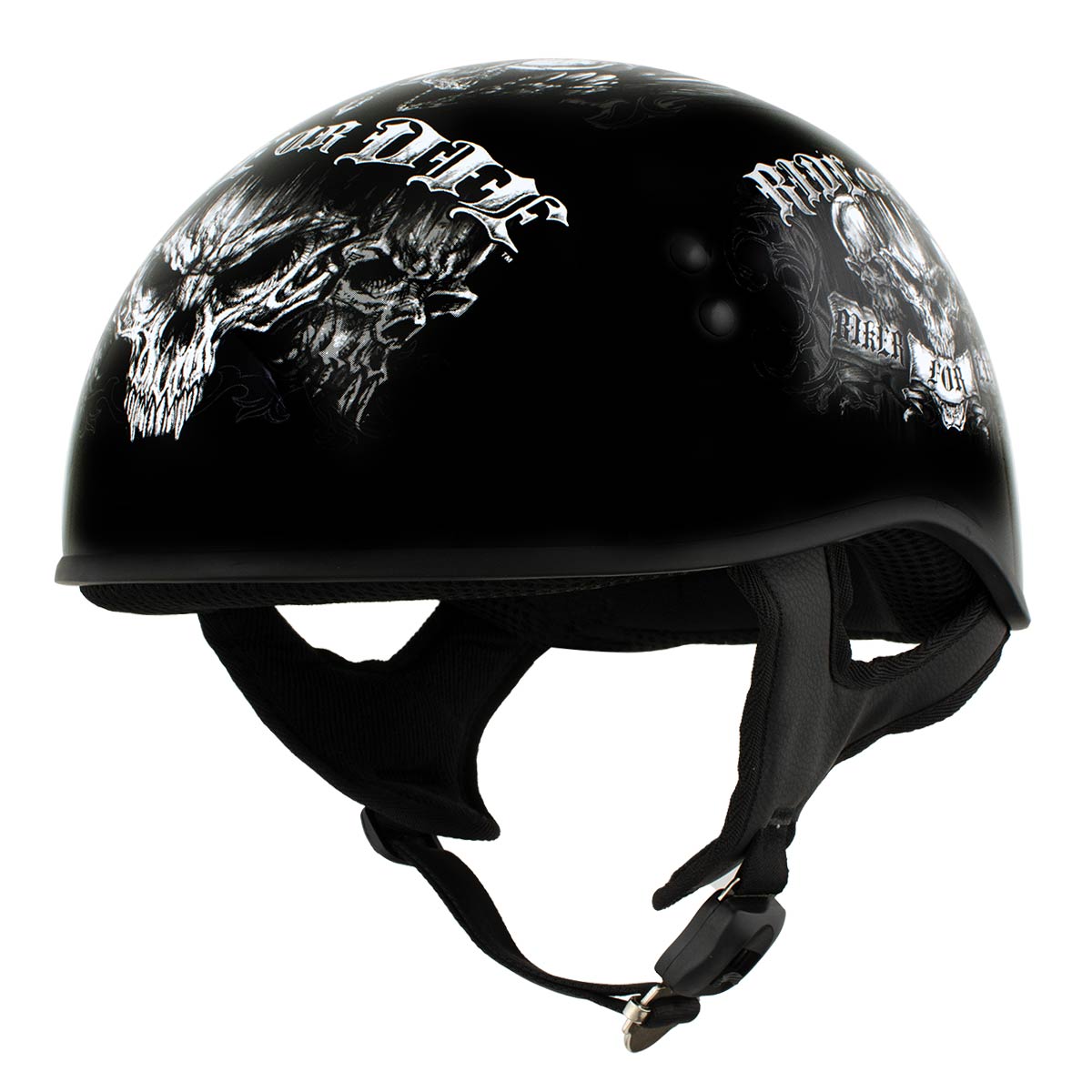Hot Leathers HLD1016 Ride or Die Gloss Black Motorcycle DOT Skull