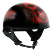 Hot Leathers HLD1018 Black Red Flame Skull Motorcycle DOT Approved Skull Cap Half Helmet Biker