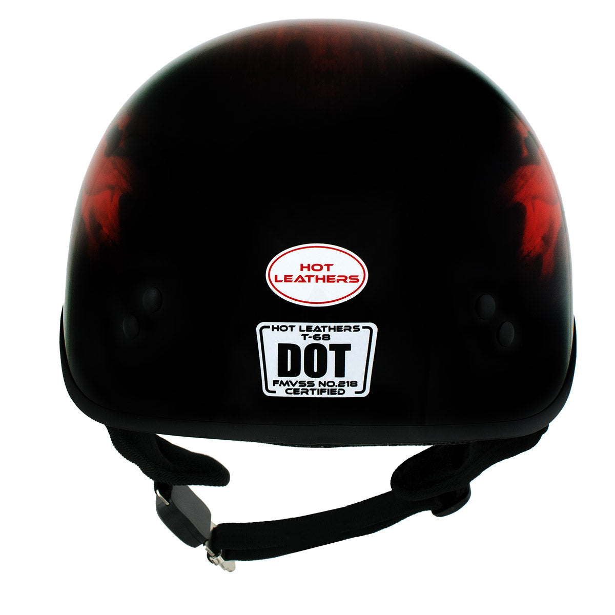 Hot Leathers HLD1018 Black Red Flame Skull Motorcycle DOT Approved