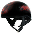 Hot Leathers HLD1018 Black Red Flame Skull Motorcycle DOT Approved Skull Cap Half Helmet Biker