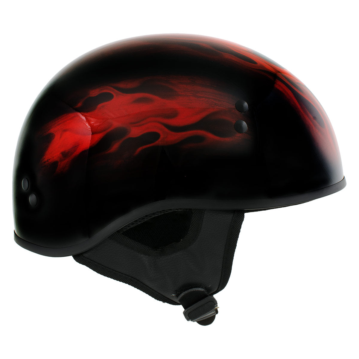 Hot Leathers HLD1018 Black Red Flame Skull Motorcycle DOT Approved