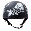 Hot Leathers HLD1021 Lady Rider Flat Black Motorcycle DOT Approved Skull Cap Half Biker Helmet