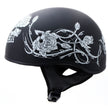Hot Leathers HLD1021 Lady Rider Flat Black Motorcycle DOT Approved Skull Cap Half Biker Helmet