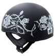 Hot Leathers HLD1021 Lady Rider Flat Black Motorcycle DOT Approved Skull Cap Half Biker Helmet