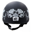 Hot Leathers HLD1021 Lady Rider Flat Black Motorcycle DOT Approved Skull Cap Half Biker Helmet