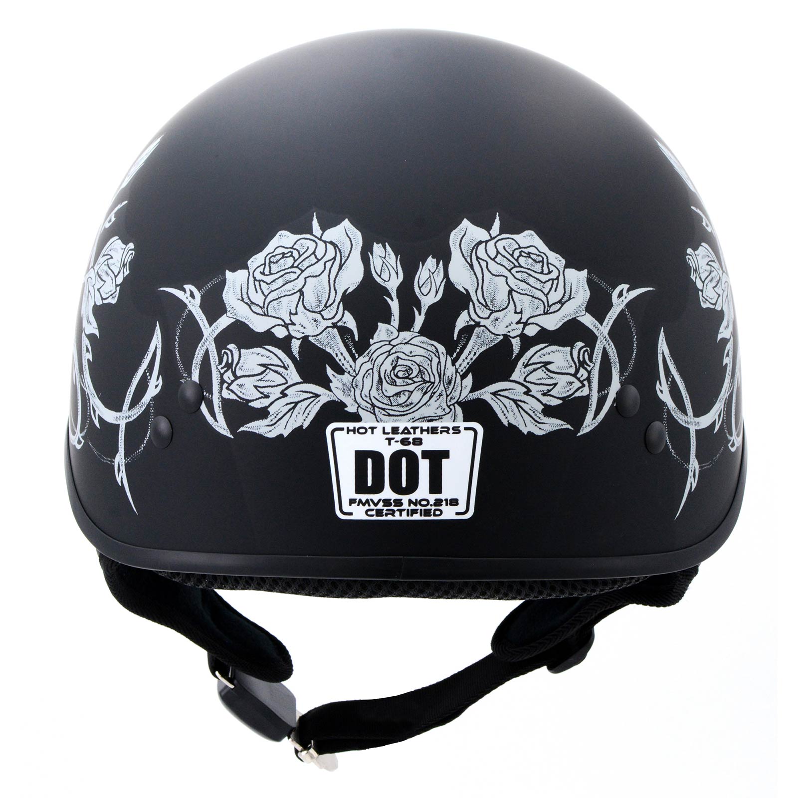 Hot Leathers HLD1021 'Lady Rider' Flat Black Motorcycle DOT Approved Skull Cap Half Biker Helmet Hot Leathers HLD1021 'Lady Rider' Flat Black Motorcycle DOT Approved Skull Cap Half Biker Helmet