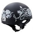 Hot Leathers HLD1021 Lady Rider Flat Black Motorcycle DOT Approved Skull Cap Half Biker Helmet