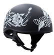 Hot Leathers HLD1021 Lady Rider Flat Black Motorcycle DOT Approved Skull Cap Half Biker Helmet