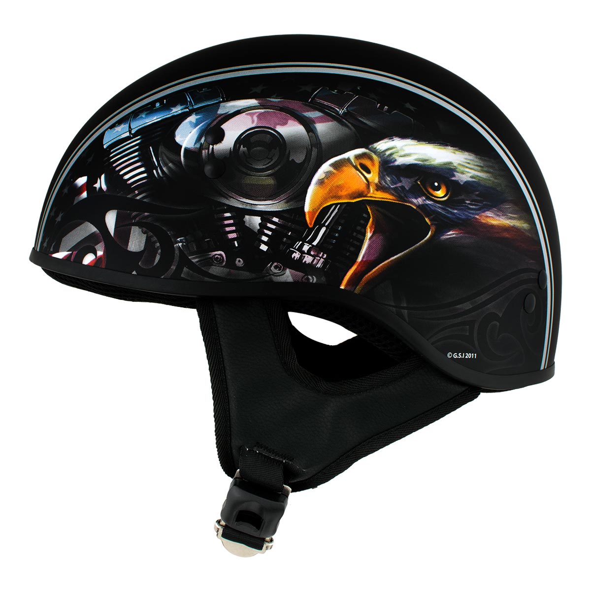 are black motorcycle helmets hotter Hot Leathers HLD1023 V-Twin Eagle Flat Black Motorcycle DOT Skull Cap Half Helmet Biker