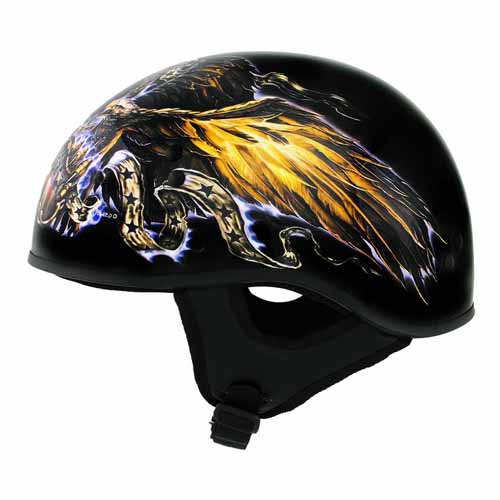 Hot Leathers HLD1028 'USA Eagle' Flat Black Motorcycle DOT Approved Skull Cap Half Helmet for Men and Women Biker