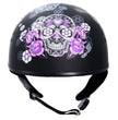 Hot Leathers HLD1031 Sugar Skull Flat Black Motorcycle DOT Approved Skull Cap Half Biker Helmet