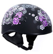Hot Leathers HLD1031 Sugar Skull Flat Black Motorcycle DOT Approved Skull Cap Half Biker Helmet