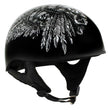 Hot Leathers HLD1032 Black Indian Skull Motorcycle DOT Approved Skull Cap Half Helmet Biker