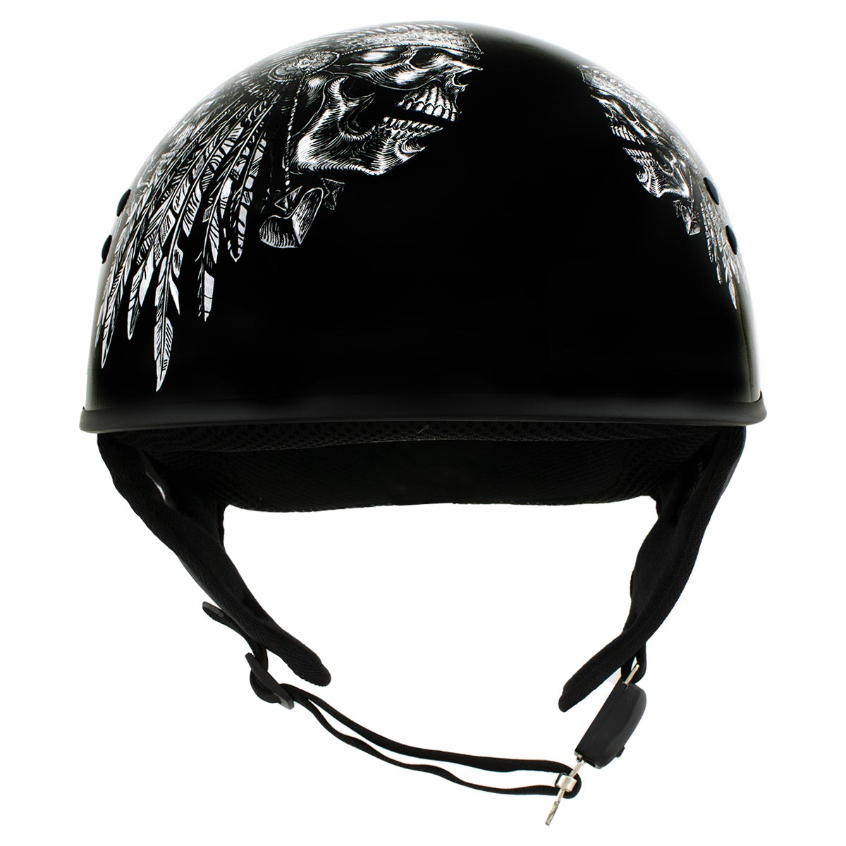 dot approved helmets motorcycle Hot Leathers HLD1032 Black Indian Skull Motorcycle DOT Approved Skull Cap Half Helmet Biker