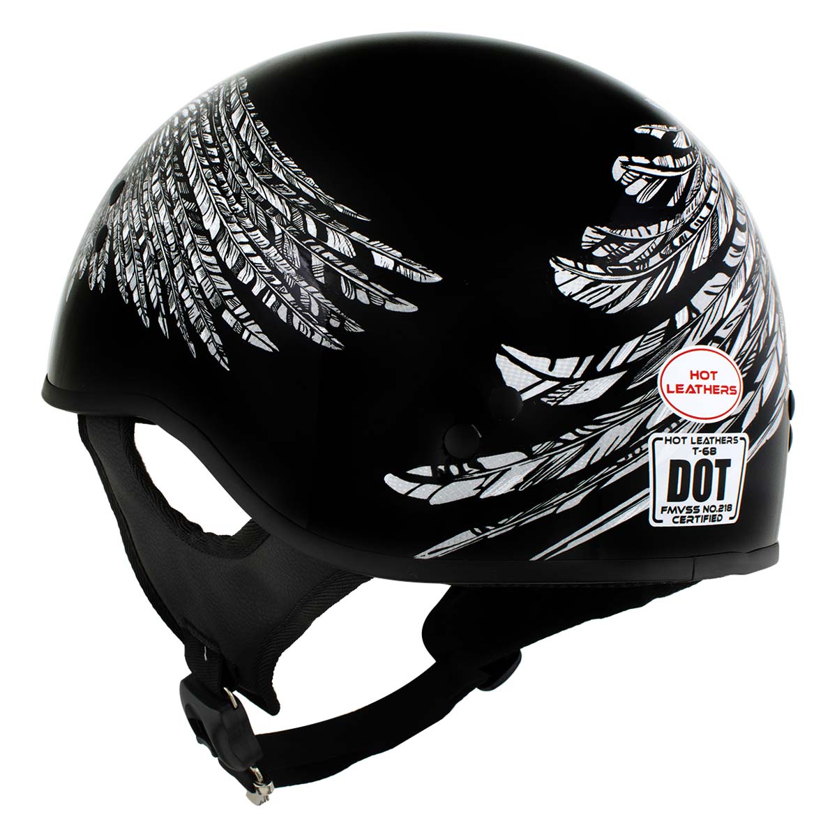 dot certified skull motorcycle helmet Hot Leathers HLD1032 Black Indian Skull Motorcycle DOT Approved Skull Cap Half Helmet Biker