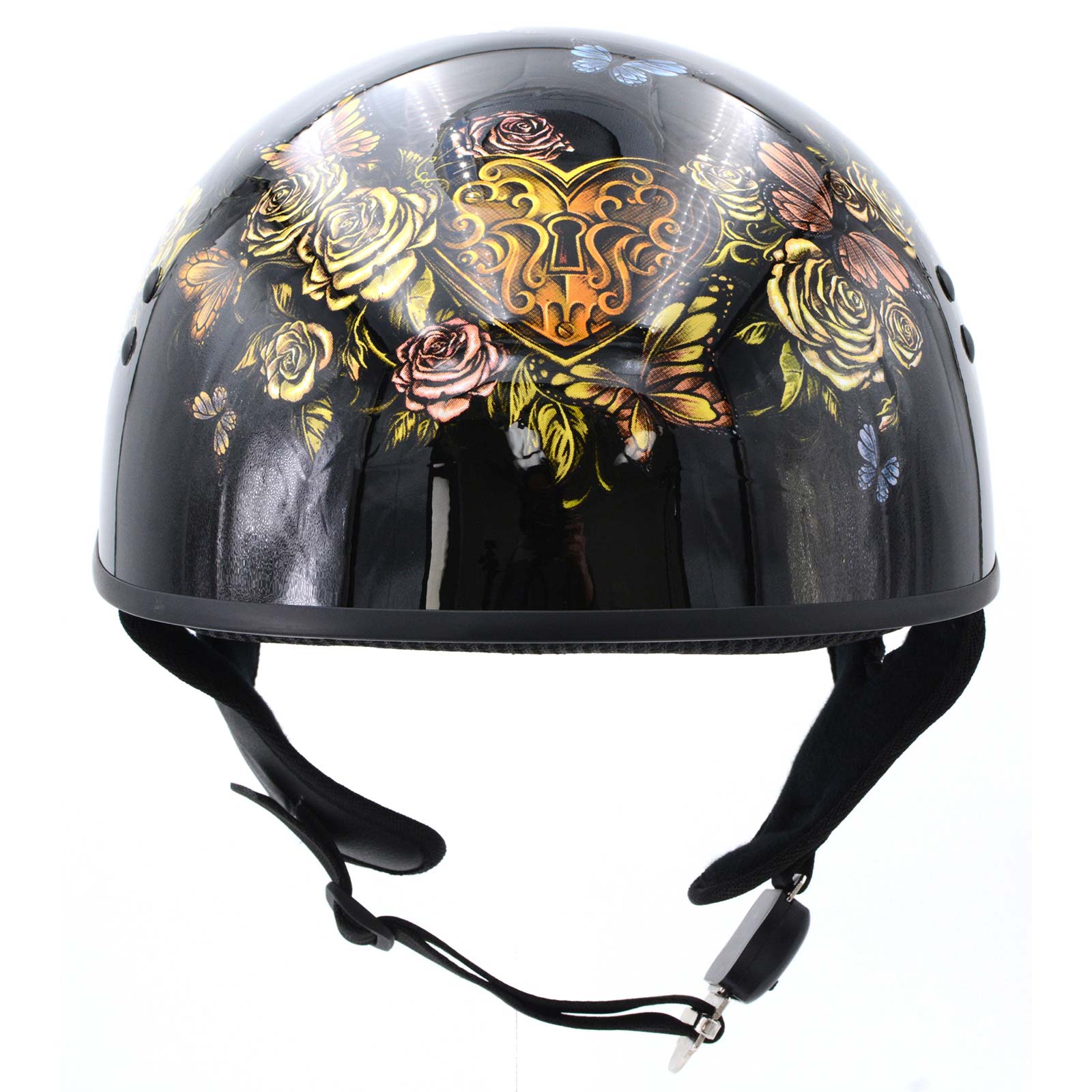 Hot Leathers HLD1034 Butterfly Lock Gloss Black Motorcycle DOT