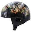 Hot Leathers HLD1034 Butterfly Lock Gloss Black Motorcycle DOT Approved Skull Cap Half Biker Helmet
