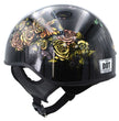 Hot Leathers HLD1034 Butterfly Lock Gloss Black Motorcycle DOT Approved Skull Cap Half Biker Helmet