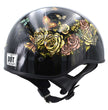 Hot Leathers HLD1034 Butterfly Lock Gloss Black Motorcycle DOT Approved Skull Cap Half Biker Helmet