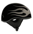 Hot Leathers HLD1036 Silver Flames Gloss Black Motorcycle DOT Approved Skull Cap Half Helmet