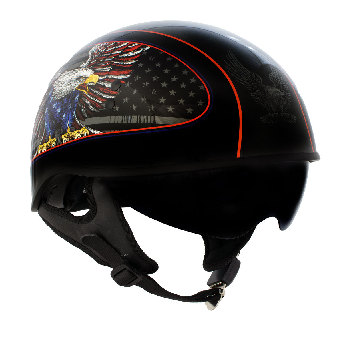Hot Leathers HLD1037 Gloss Black Up Wing Eagle USA Advanced DOT