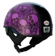 Hot Leathers HLD1039 Gloss Black Purple Skull Bouquet Advanced DOT Unisex Half Helmet w/ Drop Down Visor