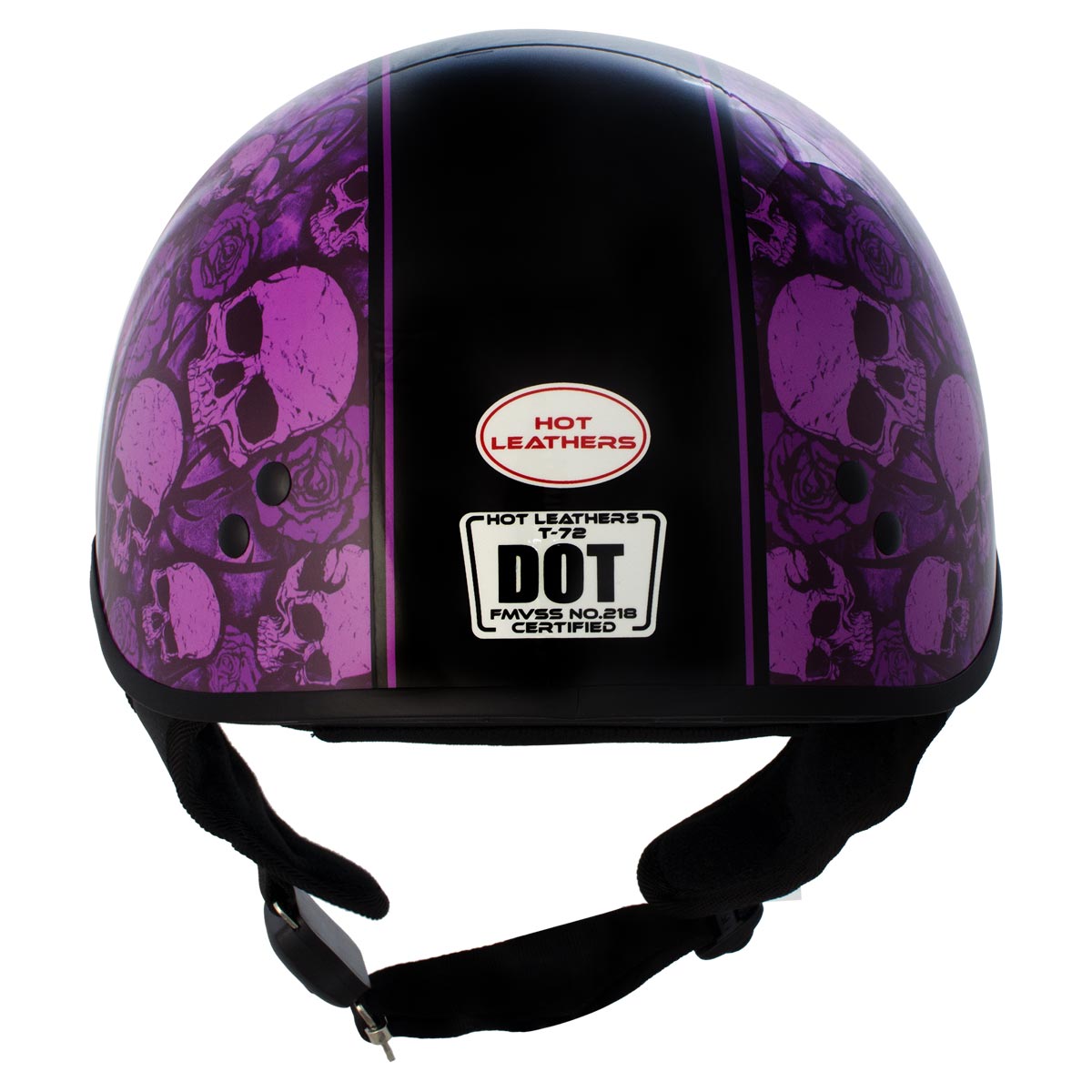 Hot Leathers HLD1039 Gloss Black Purple Skull Bouquet Advanced DOT
