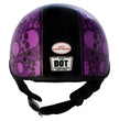 Hot Leathers HLD1039 Gloss Black Purple Skull Bouquet Advanced DOT Unisex Half Helmet w/ Drop Down Visor
