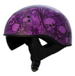 Hot Leathers HLD1039 Gloss Black Purple Skull Bouquet Advanced DOT Unisex Half Helmet w/ Drop Down Visor
