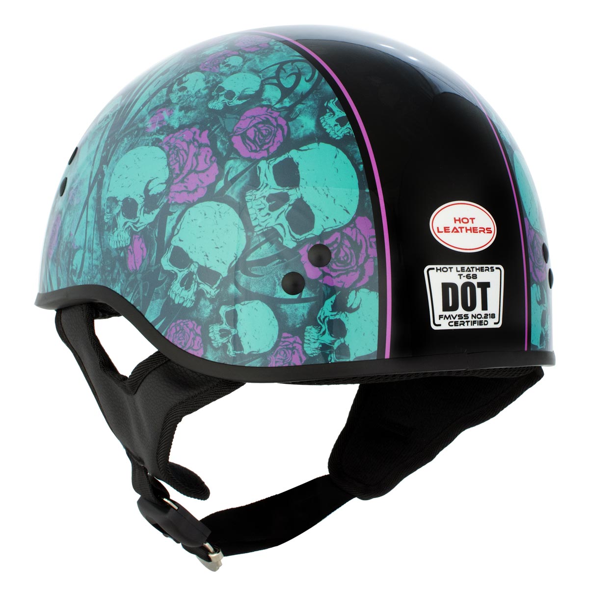 Hot Leathers HLD1041 Gloss Black Skull Bones Bolt Advanced DOT