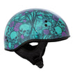 Hot Leathers HLD1041 Gloss Black Skull Bones Bolt Advanced DOT Approved Half Helmet Biker