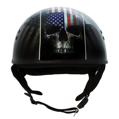 Hot Leathers HLD1042 Gloss Black 'Warrior Bullet' Advanced DOT Approved Skull Half Helmet for Men and Women Biker