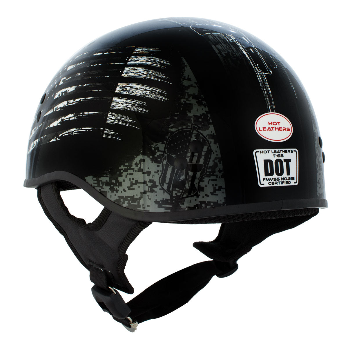 Hot Leathers HLD1043 Gloss Black Black and White Warrior Bullet