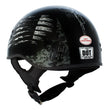 Hot Leathers HLD1043 Gloss Black Black and White Warrior Bullet Advanced DOT Skull Half Helmet