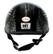 Hot Leathers HLD1043 Gloss Black Black and White Warrior Bullet Advanced DOT Skull Half Helmet
