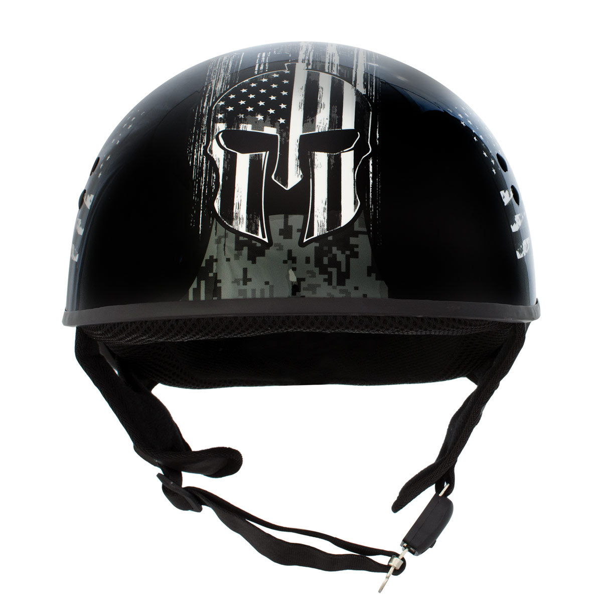 Hot Leathers HLD1043 Gloss Black Black and White Warrior Bullet