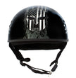 Hot Leathers HLD1043 Gloss Black Black and White Warrior Bullet Advanced DOT Skull Half Helmet