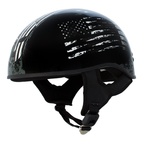 Hot Leathers HLD1043 Gloss Black Black and White Warrior Bullet