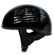 Hot Leathers HLD1043 Gloss Black Black and White Warrior Bullet Advanced DOT Skull Half Helmet