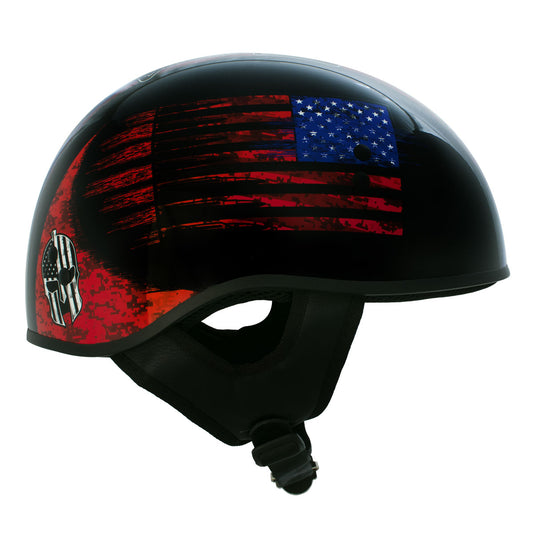 Hot Leathers HLD1044 Gloss Black Warrior Bullet Advanced DOT Skull Half Helmet Biker