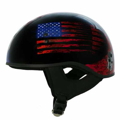 Hot Leathers HLD1044 Gloss Black 'Colored Warrior Bullet' Advanced DOT Skull Half Helmet for Men and Women Biker