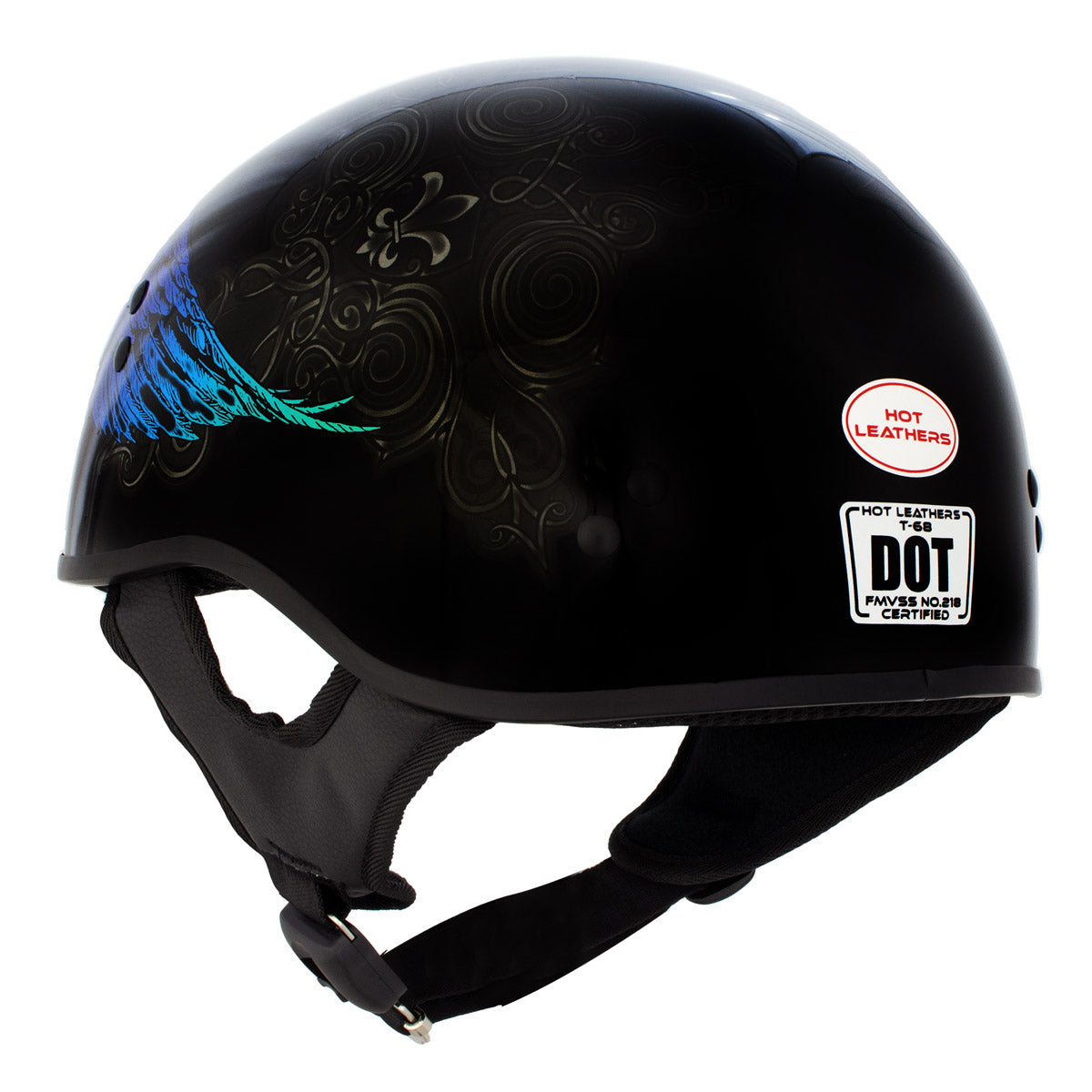 Hot Leathers HLD1045 Gloss Black Cross De Lis Advanced DOT